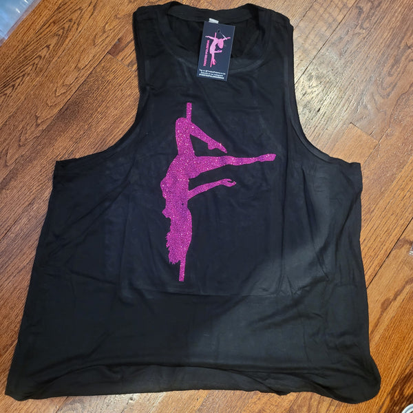 WHS Raw Edge Glitter Silhouette Flowy Racerback Tank- various colors