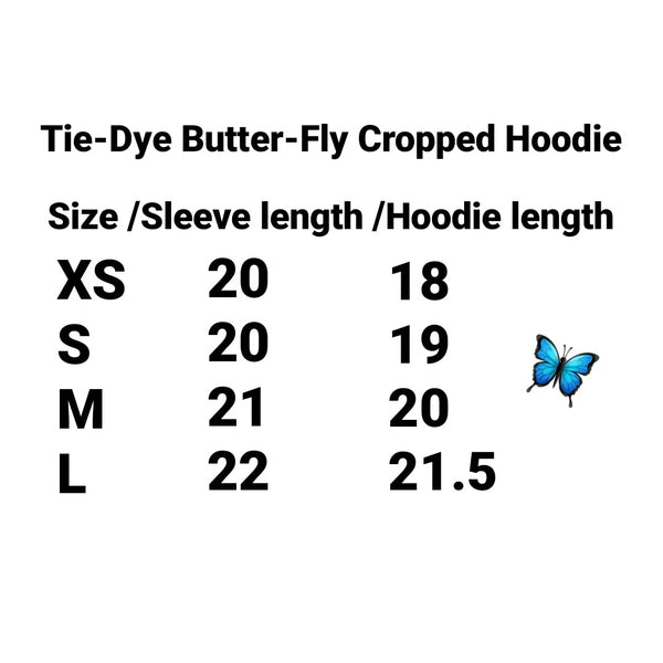 WHS Tie-dye butter-fly cropped hoodie XSMALL ONLY