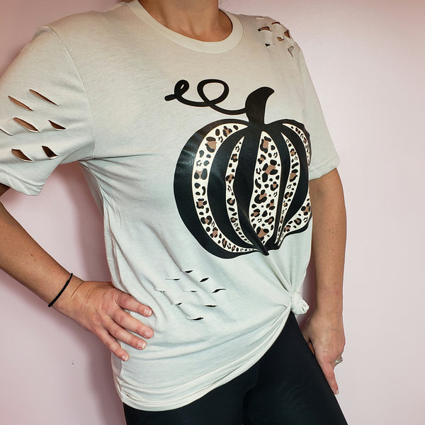 WHS Leopard Pumpkin Distressed T-shirt